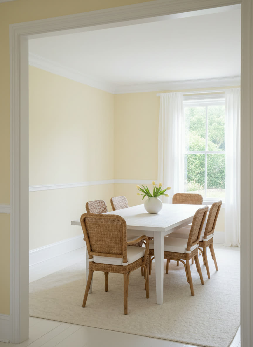 Eetkamer in botergeel