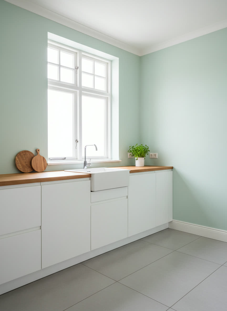 Keuken in mintgroen
