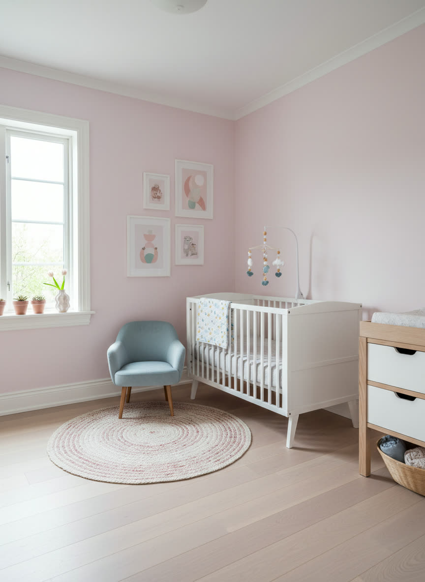 Kinderkamer in zachtroze